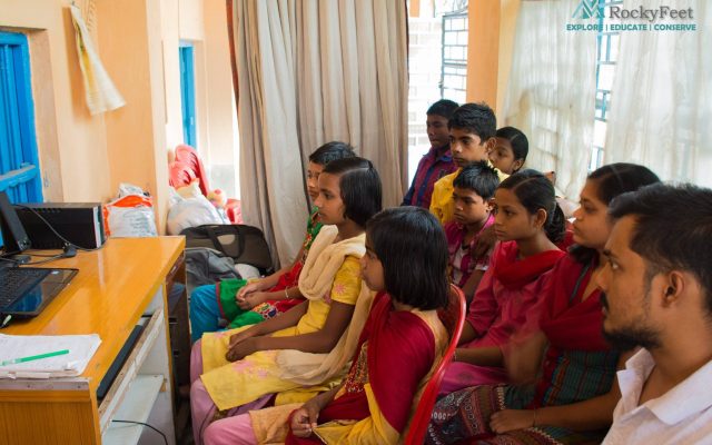 Children in deep speculation, watching BBC Earth Flight documentary