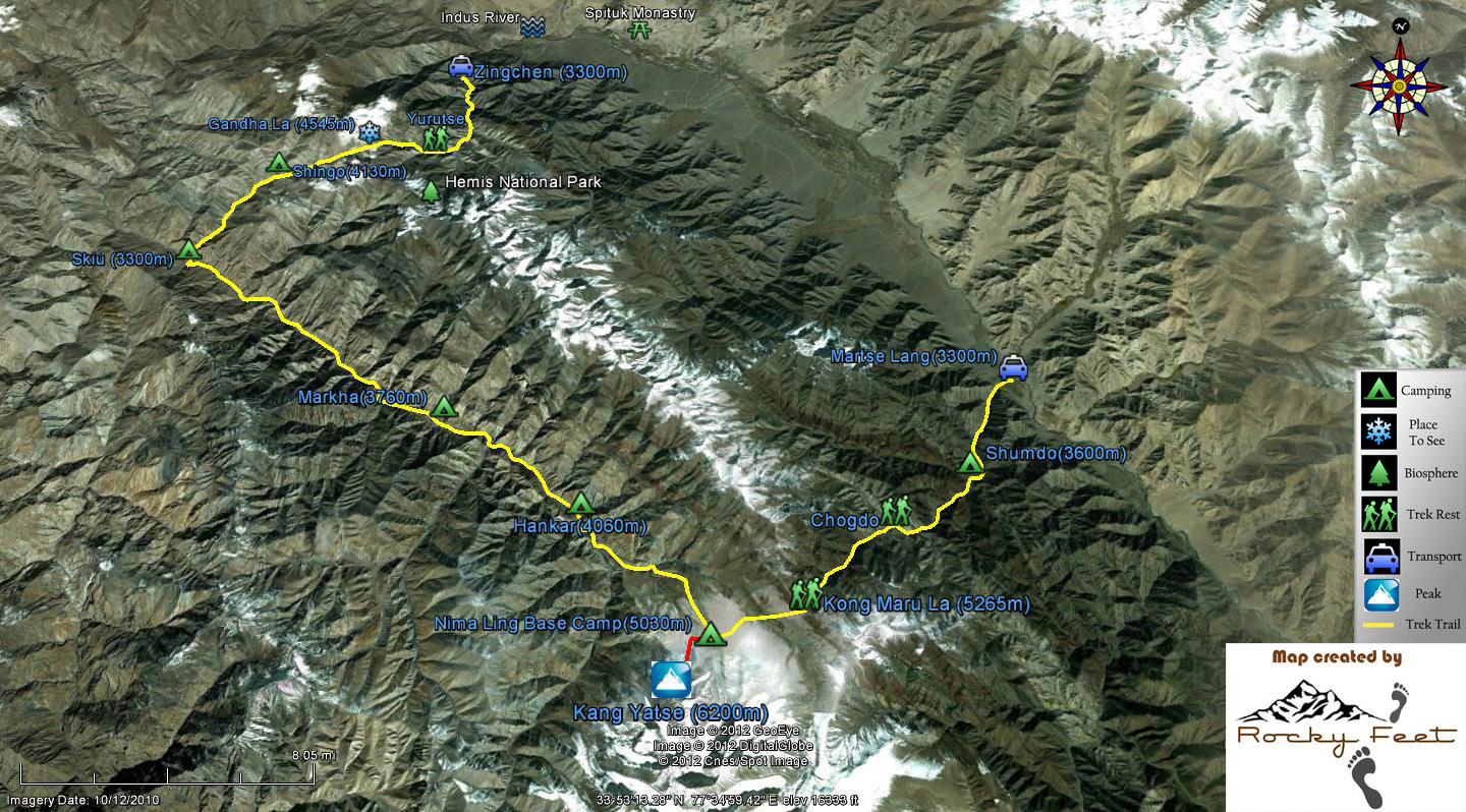 Kang Yatse 2 Summit Trek Map