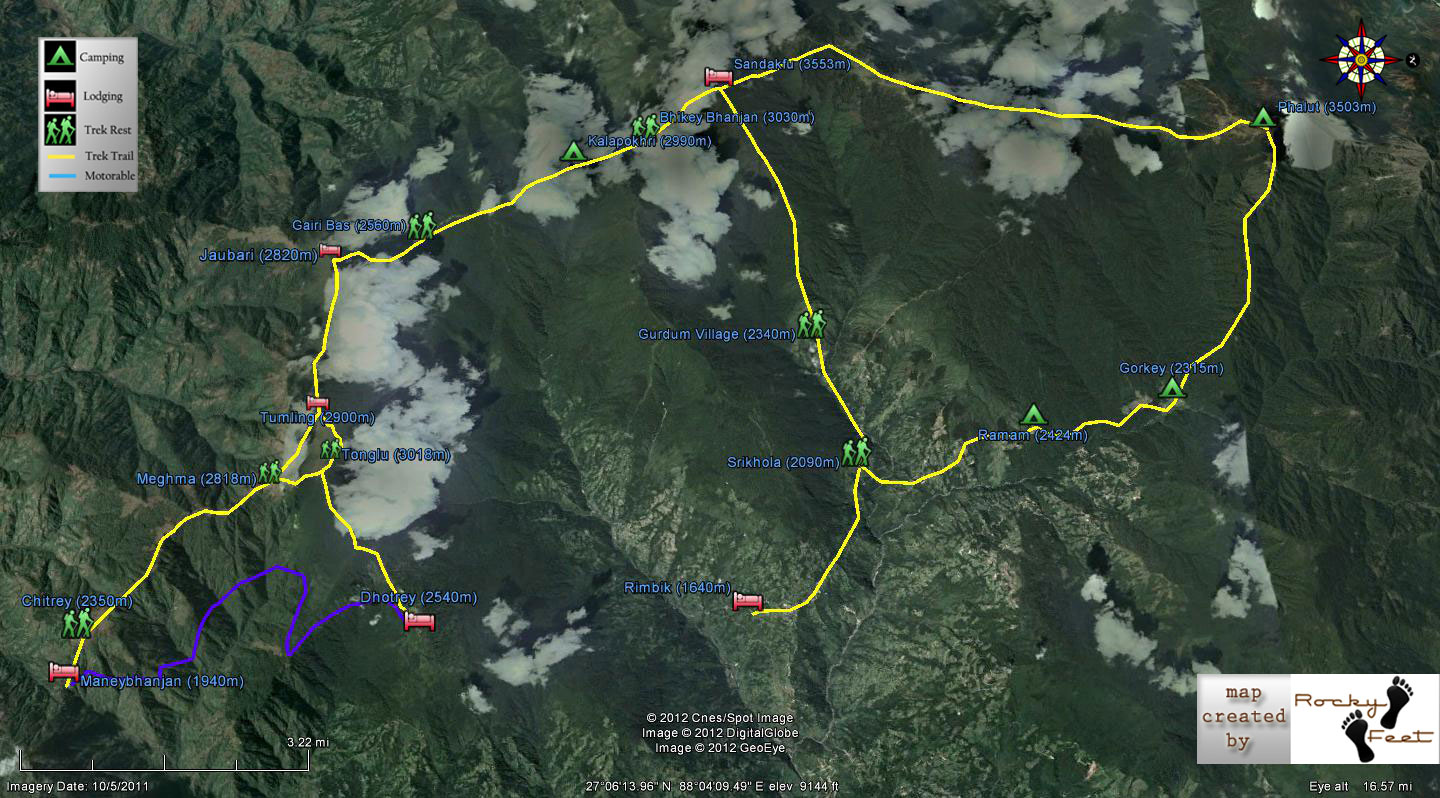 Sandakphu Phalut Trek Map