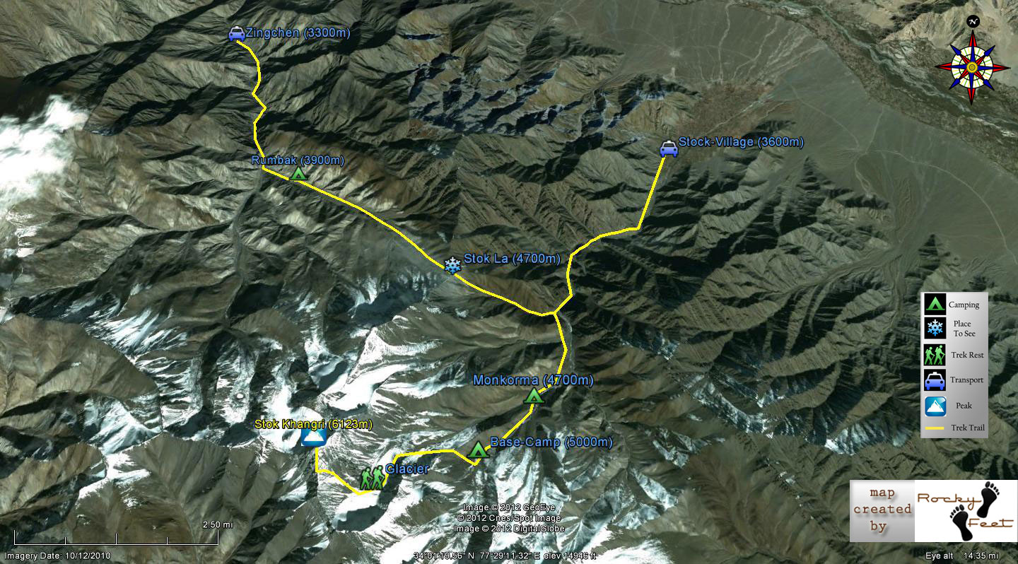 Stok Kangri Trek map