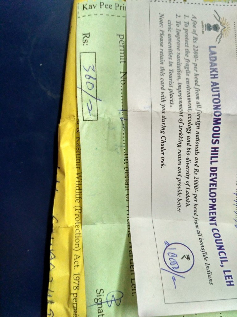 Environmental fee Chadar Trek